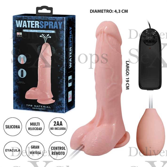 Dildo con sopapa, vibracion y spary de liquido