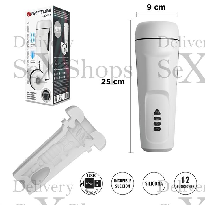  Masturbador con 12 funciones de vibracion, 3 funciones de succion,funcion de sonido y carga USB 