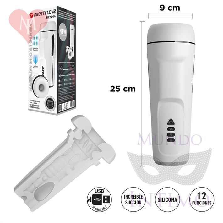 Masturbador con 12 funciones de vibracion, 3 funciones de succion,funcion de sonido y carga USB