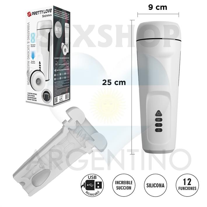Masturbador con 12 funciones de vibracion, 3 funciones de succion,funcion de sonido y carga USB