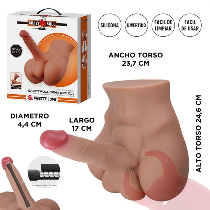  Semi torso con pene realista vertebrado Soft Skin 