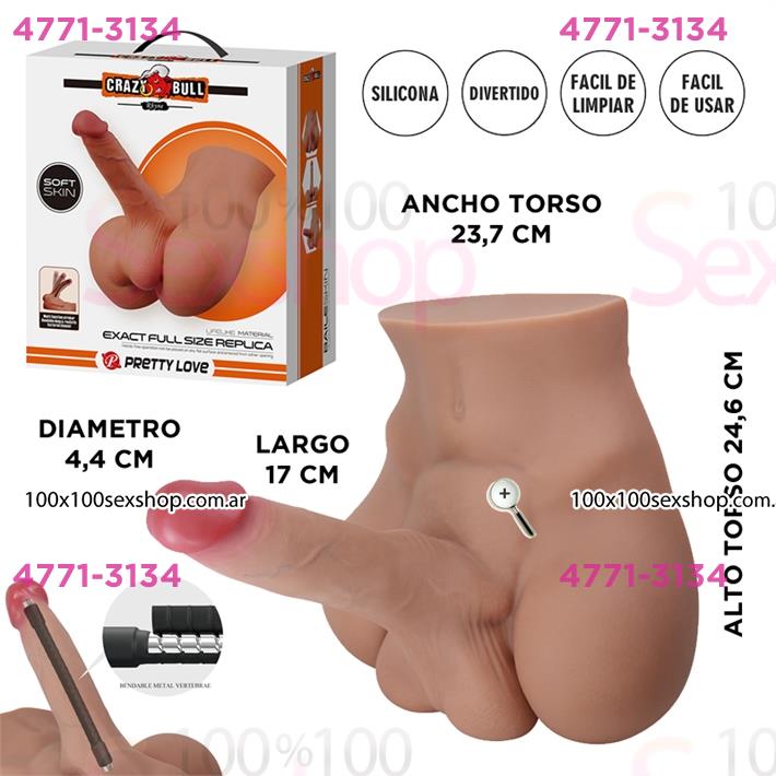 Semi torso con pene realista vertebrado Soft Skin