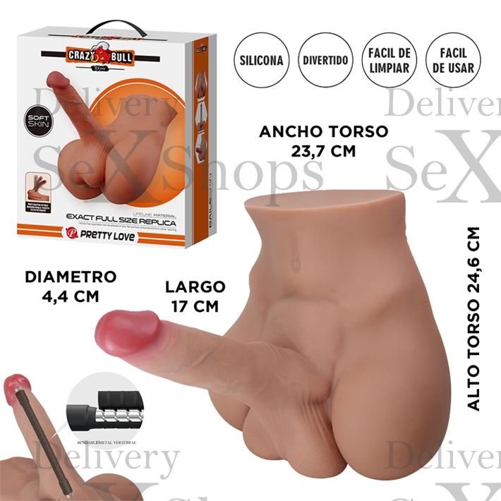  Semi torso con pene realista vertebrado Soft Skin 