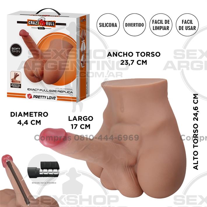 Semi torso con pene realista vertebrado Soft Skin
