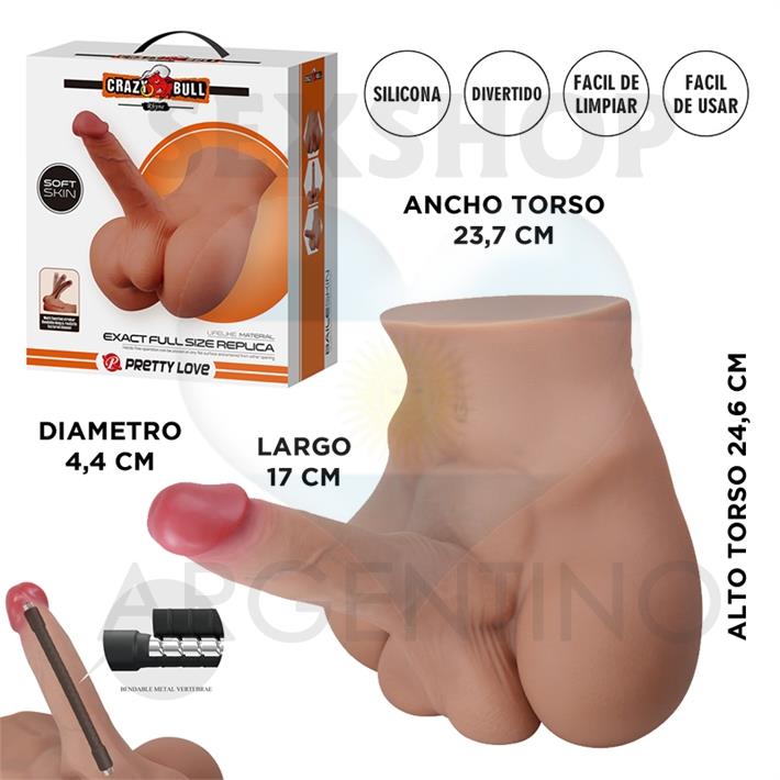 Semi torso con pene realista vertebrado Soft Skin
