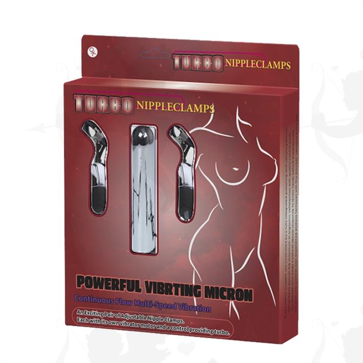 Kit vibrador rigido y prensas de pezones con bala vibradora