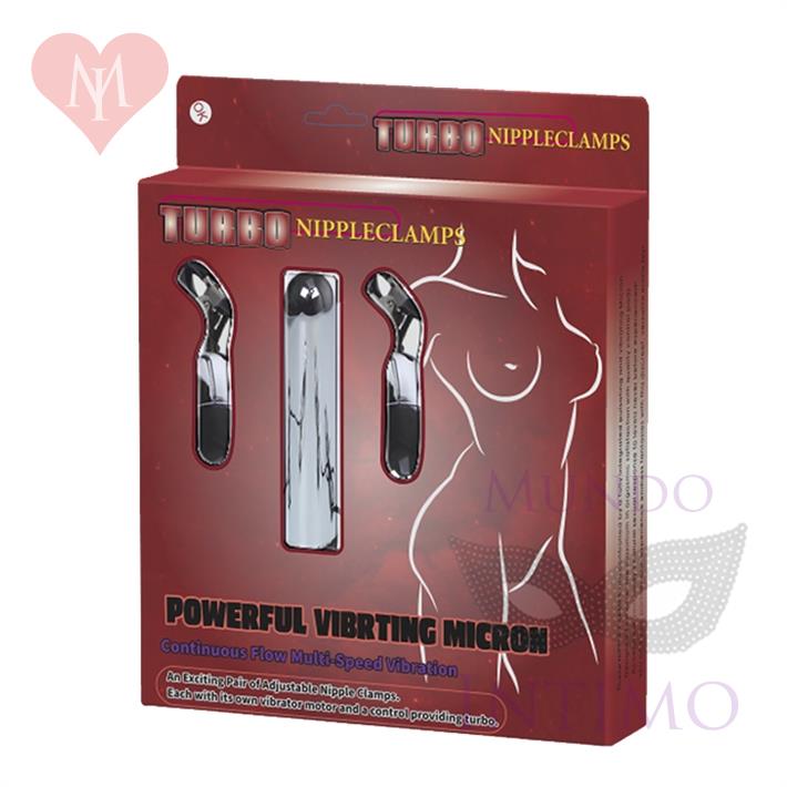 Kit vibrador rigido y prensas de pezones con bala vibradora