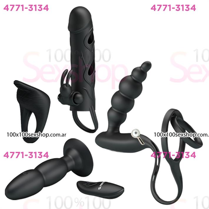 Cód: CA SS-PL-012013 - Kit de accesorios: Funda, anillo y doble dilatador anal con vibrador - $ 142200