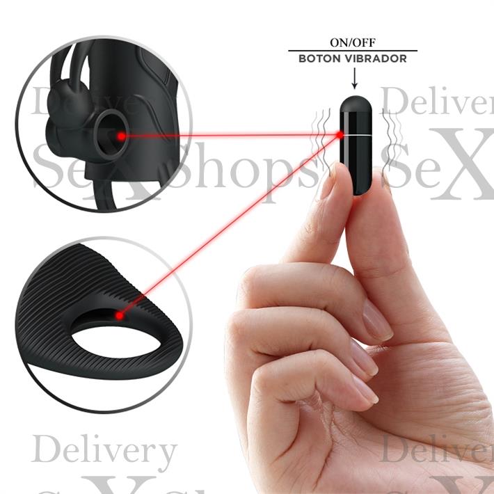 Kit de accesorios: Funda, anillo y doble dilatador anal con vibrador