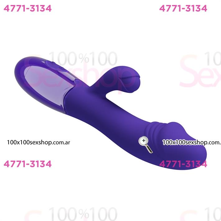 Vibrador con estimulador de clitoris, con 30 funciones y carga USB