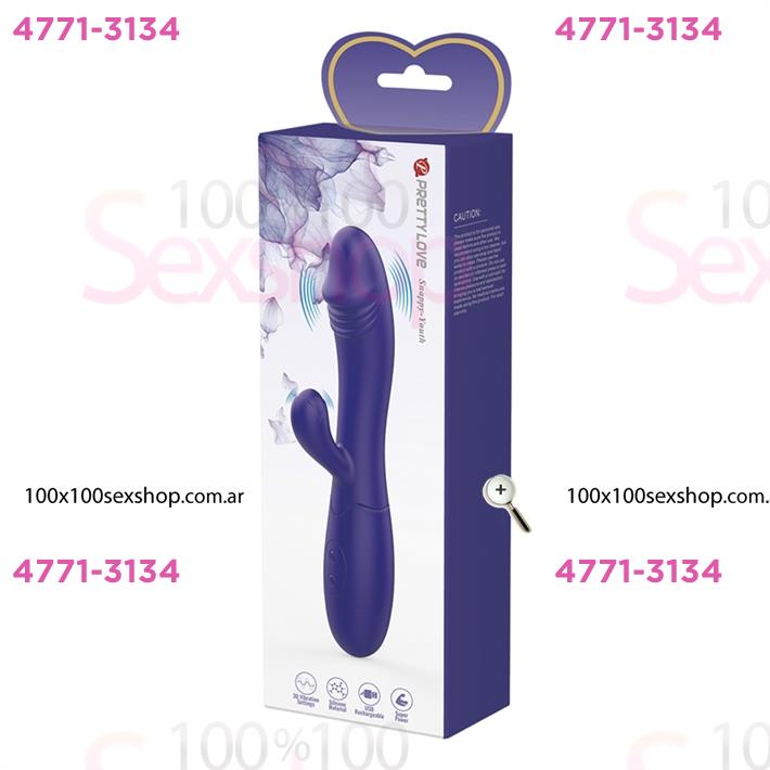 Vibrador con estimulador de clitoris, con 30 funciones y carga USB