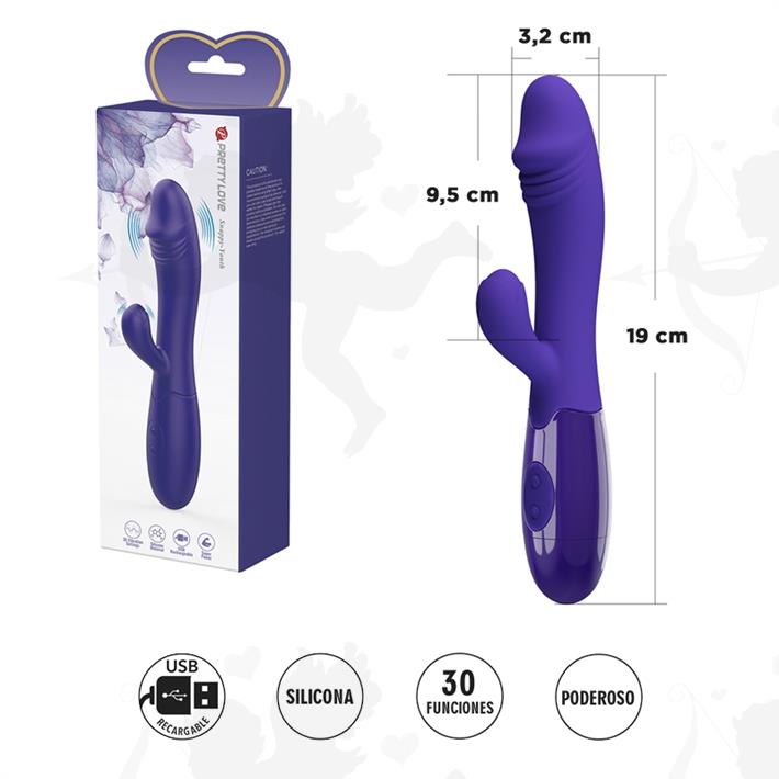 Cód: SS-PL-014173L - Vibrador con estimulador de clitoris, con 30 funciones y carga USB - $ 63200