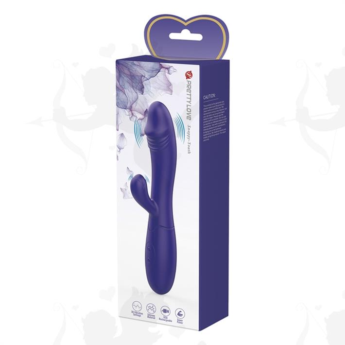 Vibrador con estimulador de clitoris, con 30 funciones y carga USB