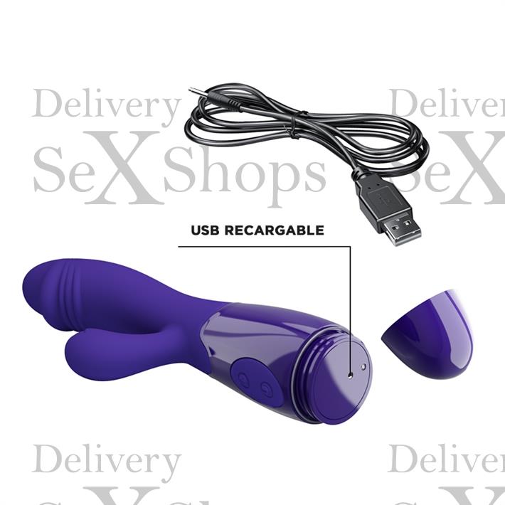 Vibrador con estimulador de clitoris, con 30 funciones y carga USB