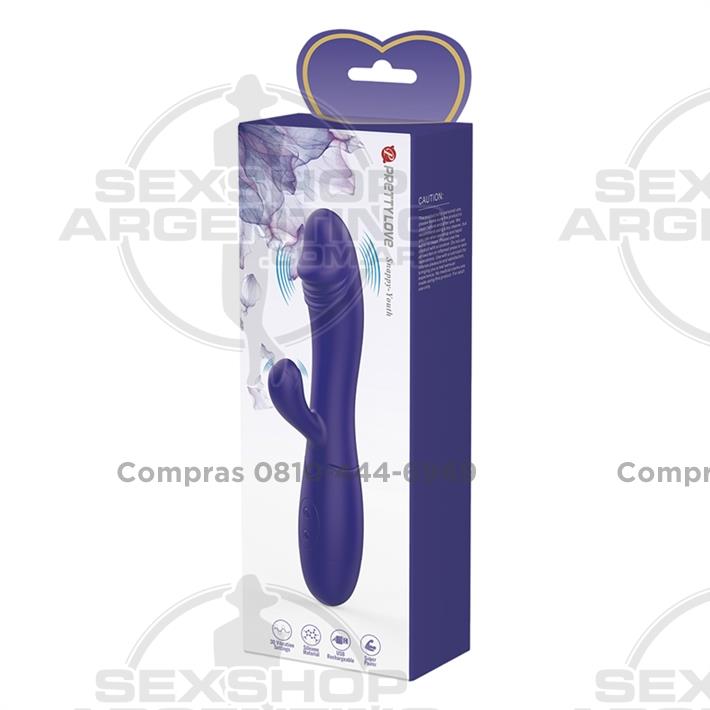 Vibrador con estimulador de clitoris, con 30 funciones y carga USB