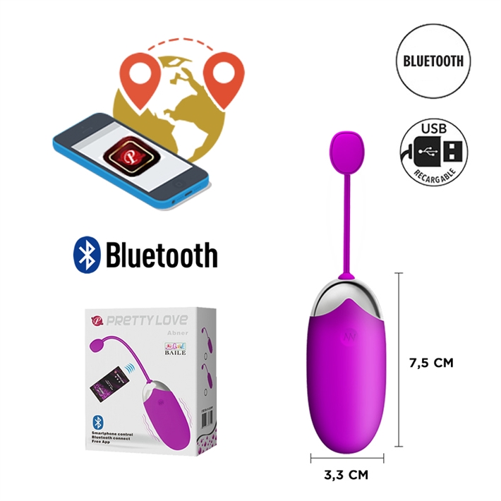 Bala vibradora Abner inalambrica con 12 funciones de vibracion carga USB y control BLUETOOTH via APPEAN: 6959532316339