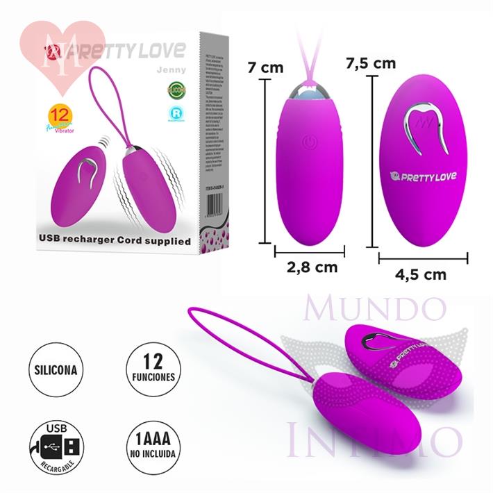  Bala vibradora Jenny con 12 modos de vibracion y carga USB Jenny 
