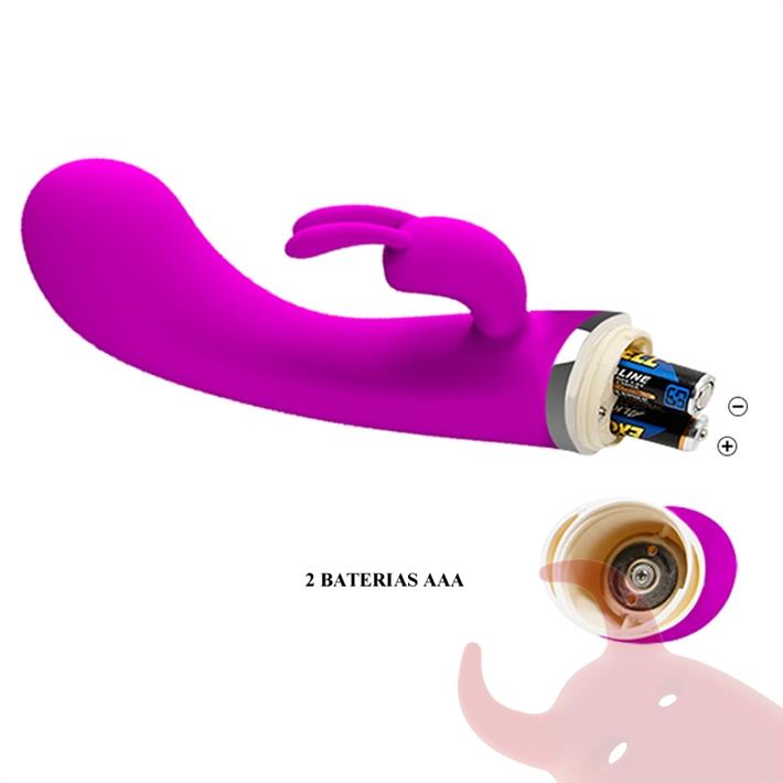 Vibrador siliconado con estimulador de clitoris y 30 velocidades