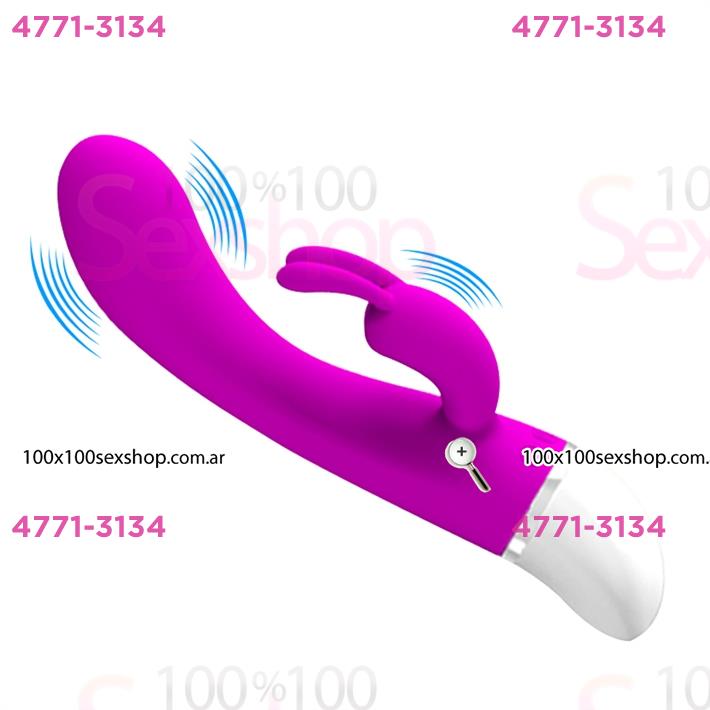 Cód: CA SS-PL-014386 - Vibrador siliconado con estimulador de clitoris y 30 velocidades - $ 55400