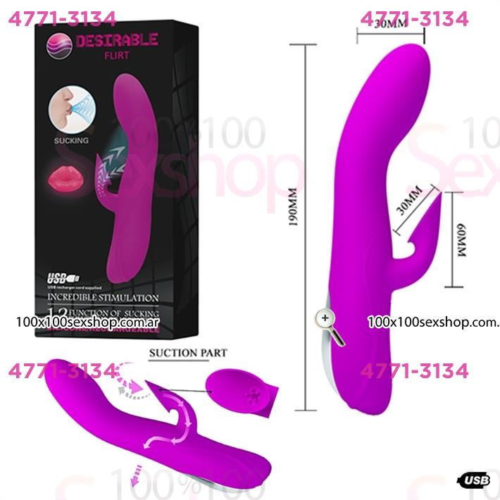 Cód: CA SS-PL-014395 - Vibrador con succionador de clitoris. Recargable USB - $ 75700