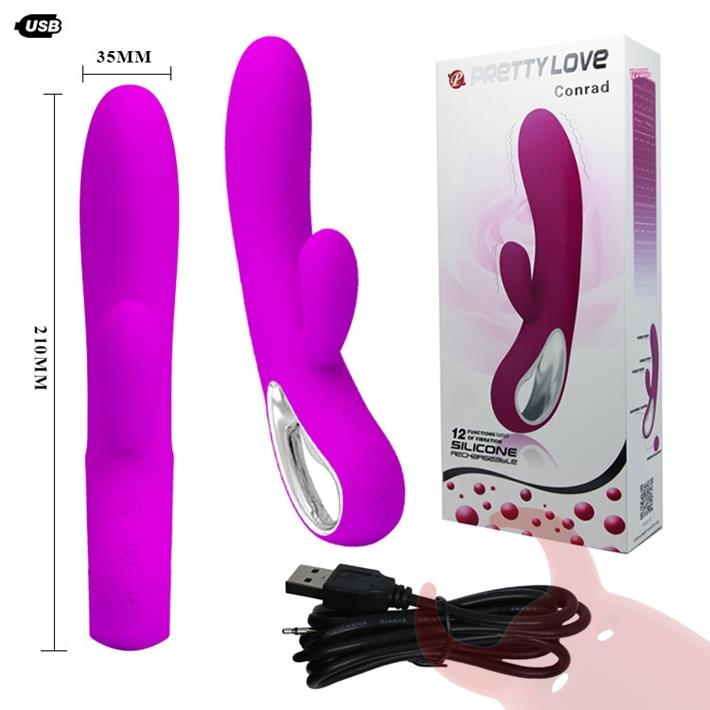  Vibrador con estimulador del clitoris y caga USB 
