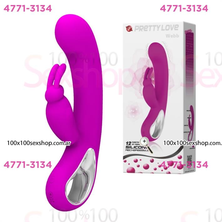Cód: CA SS-PL-014420 - Vibrador 12 funciones con estimulador de clitoris y recarga USB - $ 78000