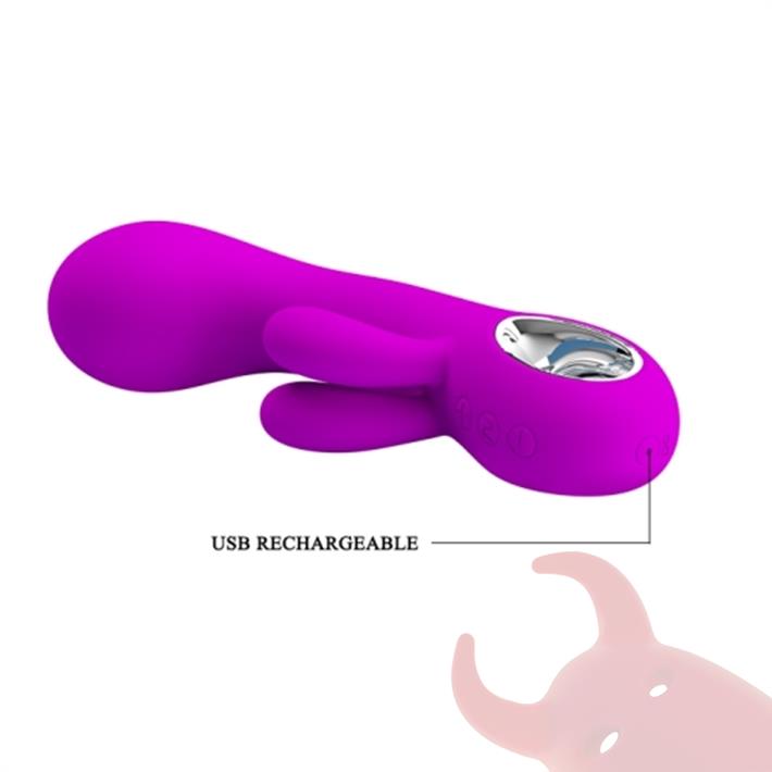 Vibrador con estimulacion clitorial y carga USB