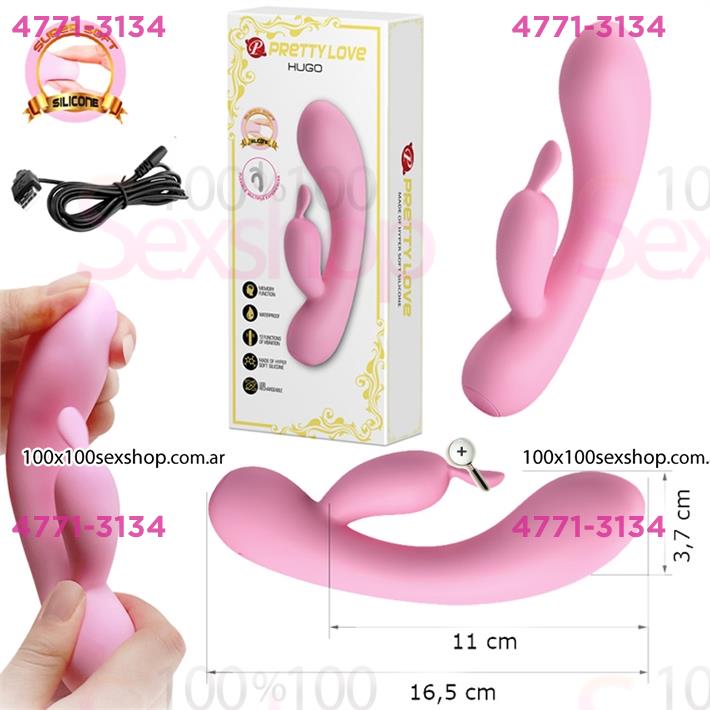 Cód: CA SS-PL-014694 - Vibrador de textura suave con masajeador de clitoris y carga USB - $ 103000