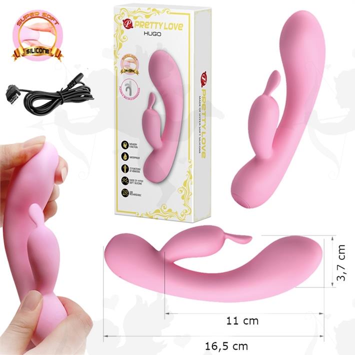  Vibrador de textura suave con masajeador de clitoris y carga USB 