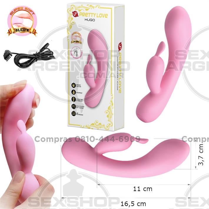  - Vibrador de textura suave con masajeador de clitoris y carga USB