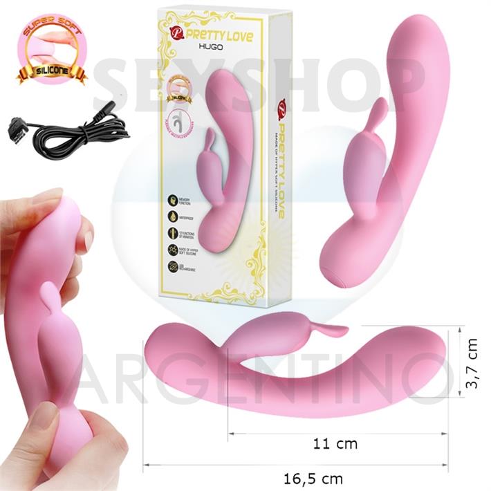 Vibrador de textura suave con masajeador de clitoris y carga USB