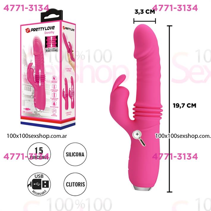 Cód: CA SS-PL-014713-1 - Vibrador con movimiento y estimulador de clitoris y varias velocidades USB - $ 102600