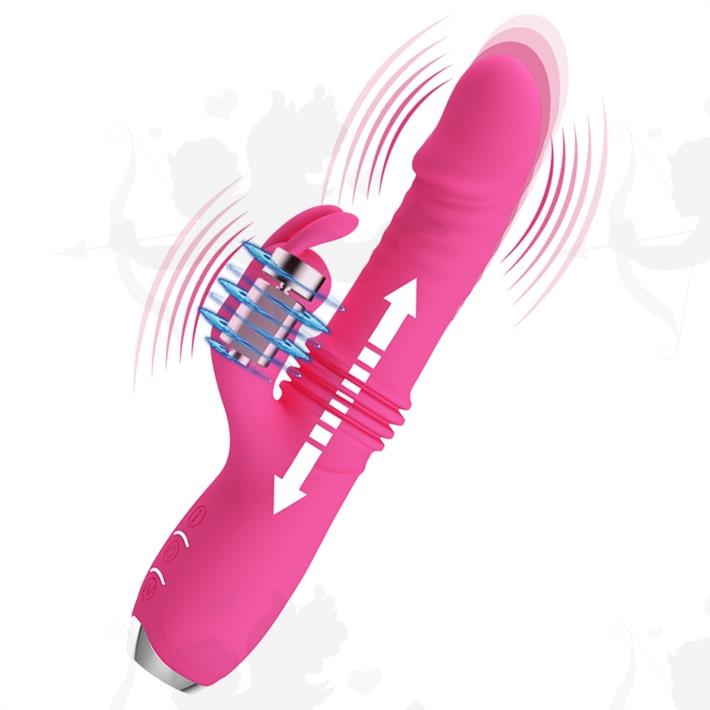 Vibrador con movimiento y estimulador de clitoris y varias velocidades USB