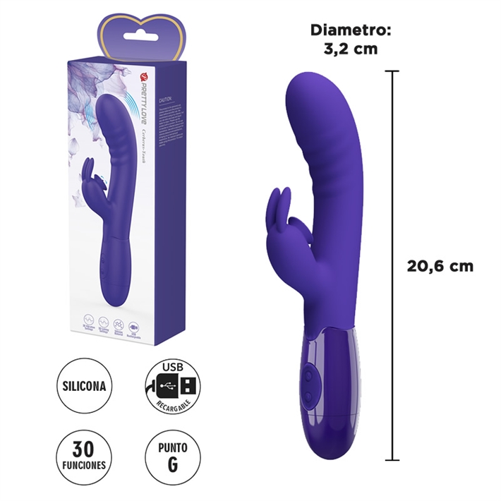 Vibrador con estimulador de clitoris, con 30 funciones y carga USBEAN: 6959532328684