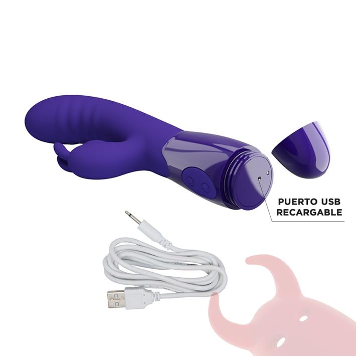 Vibrador con estimulador de clitoris, con 30 funciones y carga USB