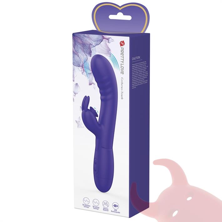 Vibrador con estimulador de clitoris, con 30 funciones y carga USB