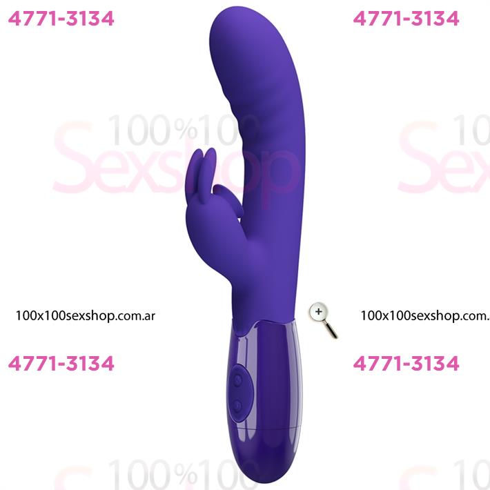 Vibrador con estimulador de clitoris, con 30 funciones y carga USB