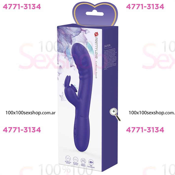 Vibrador con estimulador de clitoris, con 30 funciones y carga USB