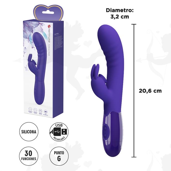 Cód: SS-PL-014795L - Vibrador con estimulador de clitoris, con 30 funciones y carga USB - $ 79800