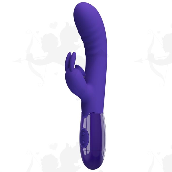 Vibrador con estimulador de clitoris, con 30 funciones y carga USB