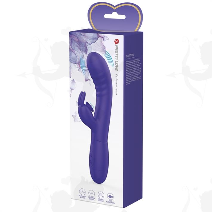 Vibrador con estimulador de clitoris, con 30 funciones y carga USB