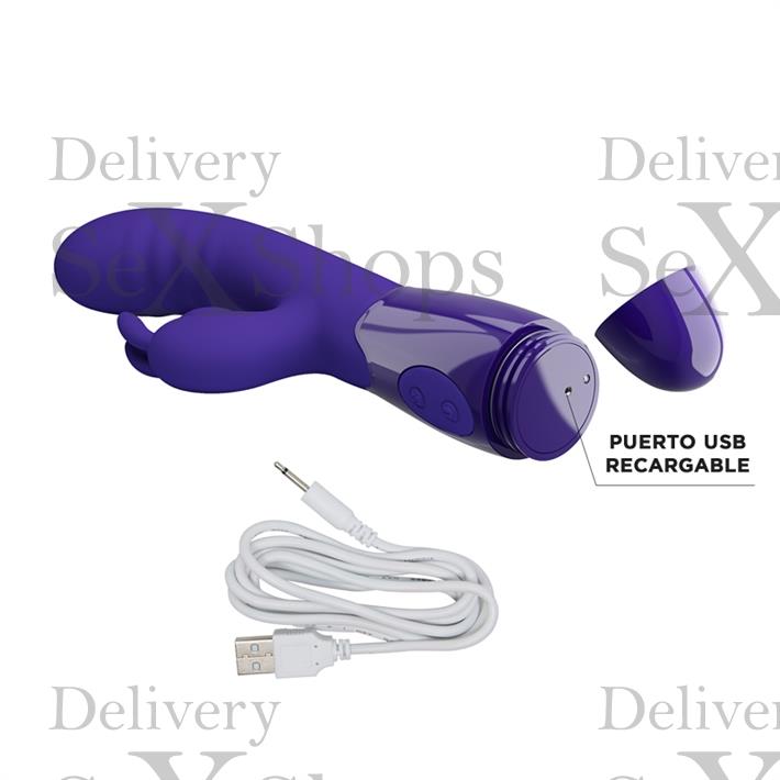 Vibrador con estimulador de clitoris, con 30 funciones y carga USB