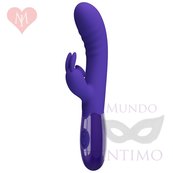 Vibrador con estimulador de clitoris, con 30 funciones y carga USB