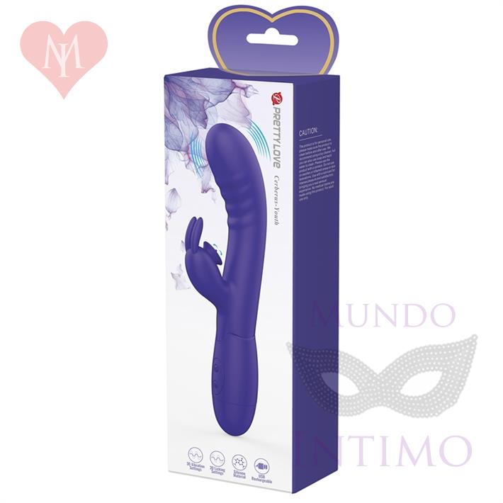 Vibrador con estimulador de clitoris, con 30 funciones y carga USB