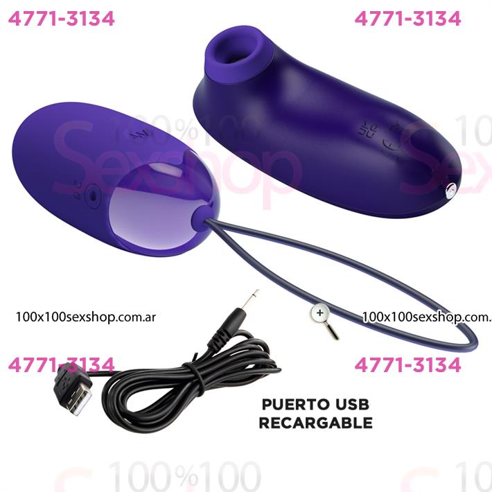 Kit bala vibradora mas succionador con carga USB