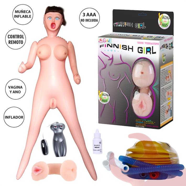 Muñeca inflable con vagina y ano de suave textura