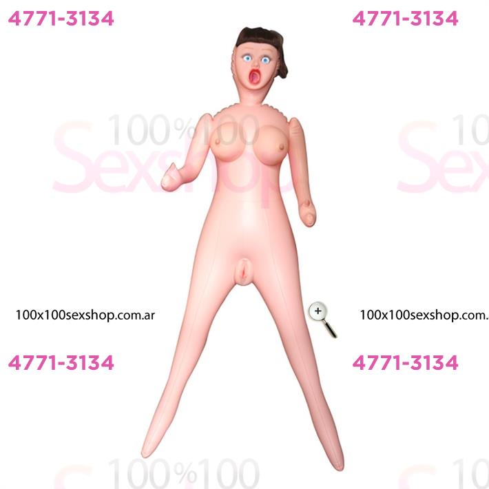 Muñeca inflable con vagina y ano de suave textura