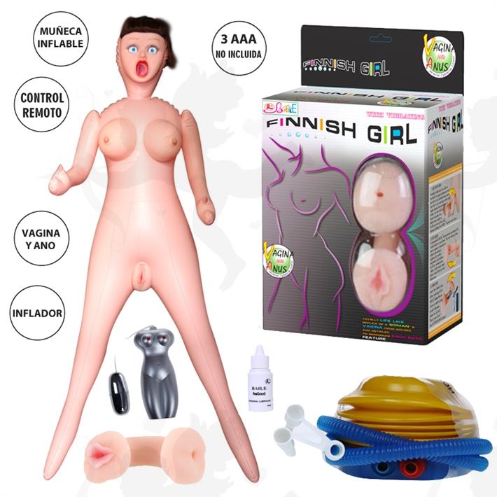 Muñeca inflable con vagina y ano de suave textura