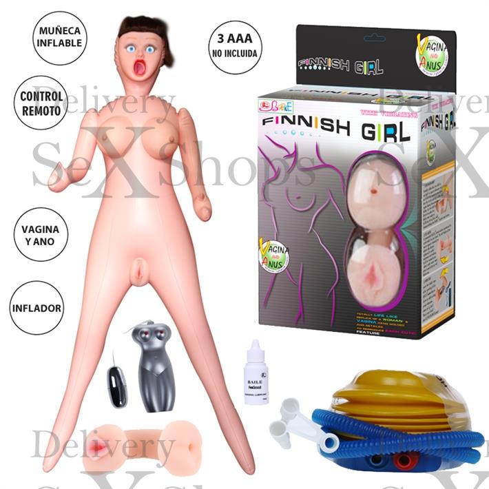 Muñeca inflable con vagina y ano de suave textura