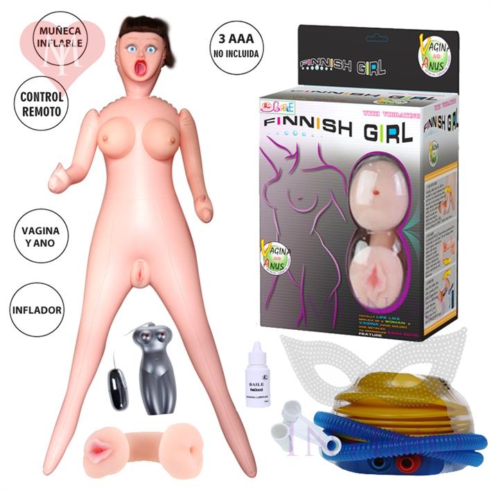 Muñeca inflable con vagina y ano de suave textura